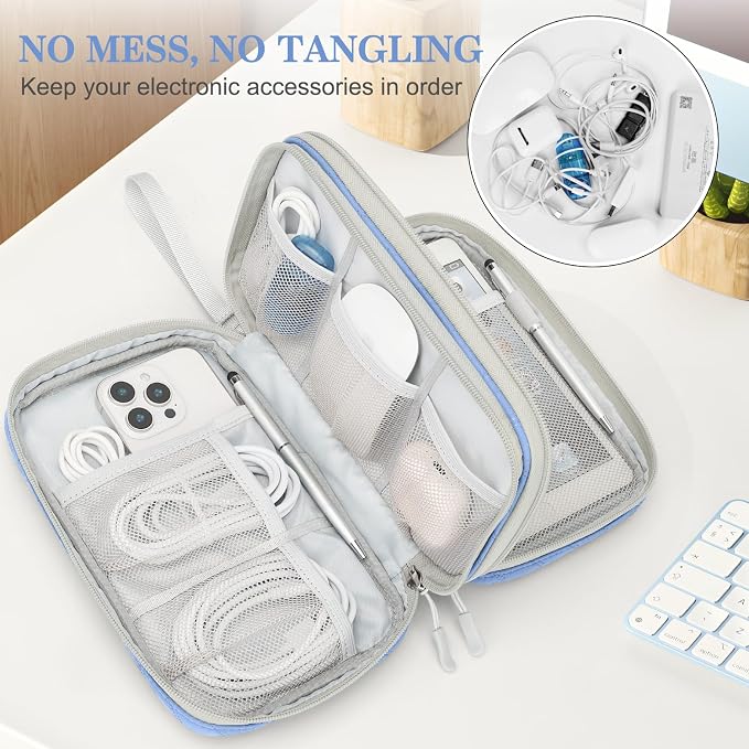 FYY Electronic Organizer, Travel Tech Pouch Bag, Waterproof, Double Layers - Image 5