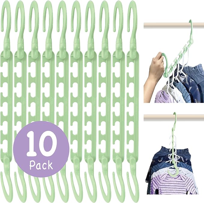 Max Space Saving Hangers, 360° Hooks, Pastel Green | Assembled cascading hangers - Image 6