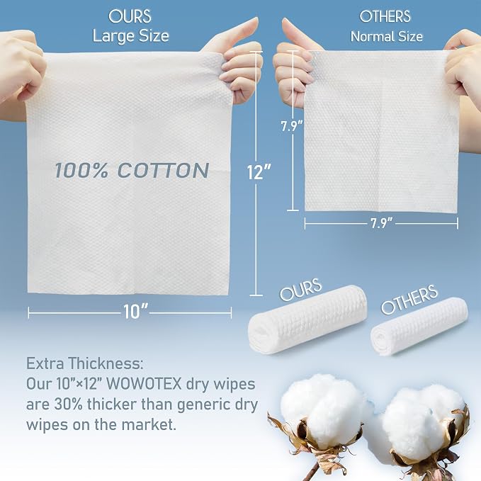 WOWOTEX 100% Cotton Disposable Face Towels, Ultra Soft - Image 2