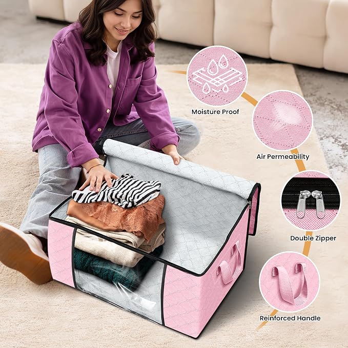 6 Pack Storage Bags for Clothes Blanket Storage Bins - Image 4