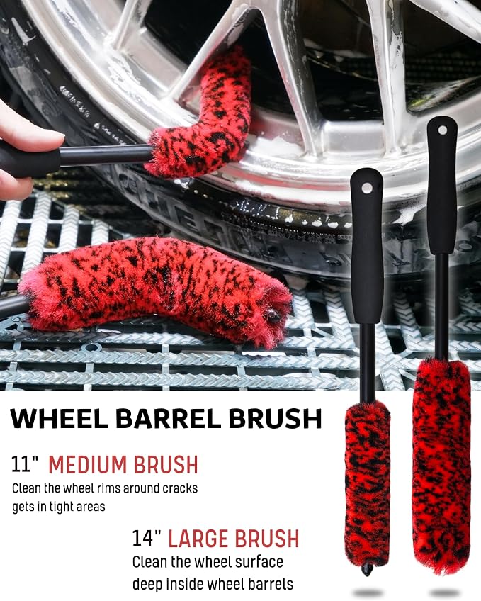 oesee Professional 4 Pack Long Handle Wheel Brush Kit - Image 2