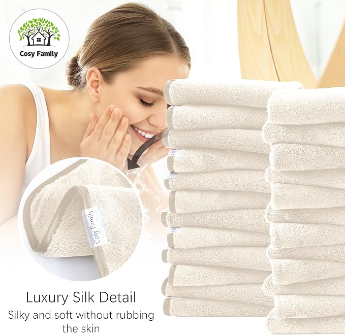 Cosy Family 24 Pack Soft Washcloths Set - Image 3