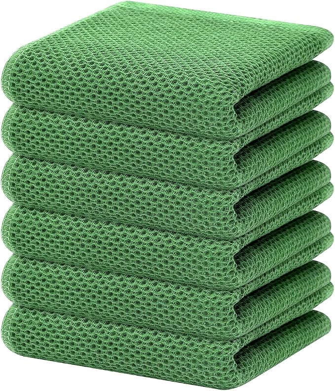 Homaxy 100% Cotton Waffle Weave Kitchen Dish Towels 6-Pack, Grass Green | 13 x by Homaxy