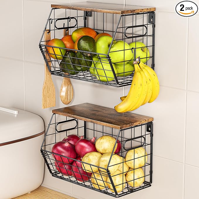 Delamu Stackable Metal Fruit Basket by DELAMU
