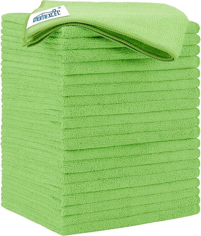 HOMEXCEL Green Microfiber Cleaning Cloth 20 Pack 11.5 x 11.5 Inch Microfiber by HOMEXCEL