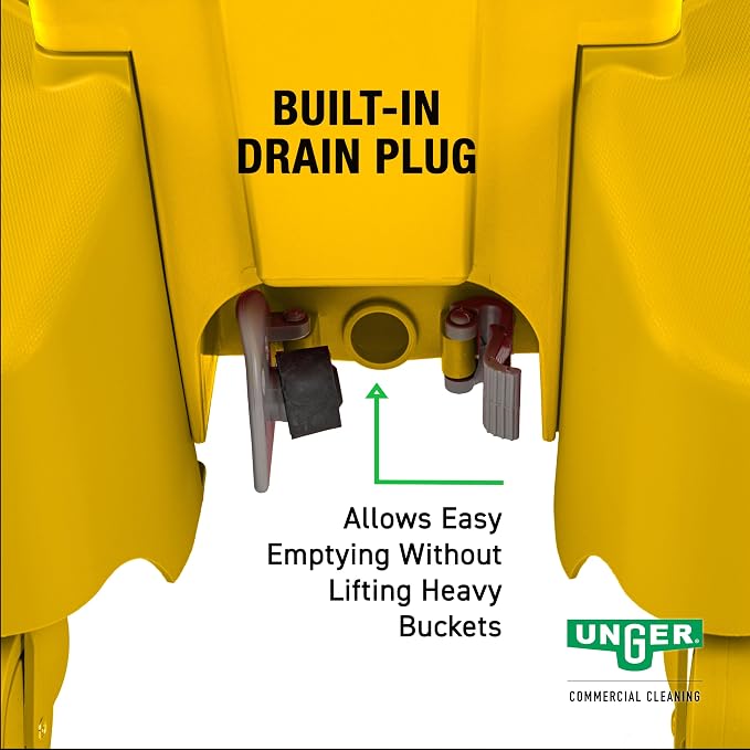 UNGER Commercial Yellow Dual-Compartment Mop Bucket - Image 8