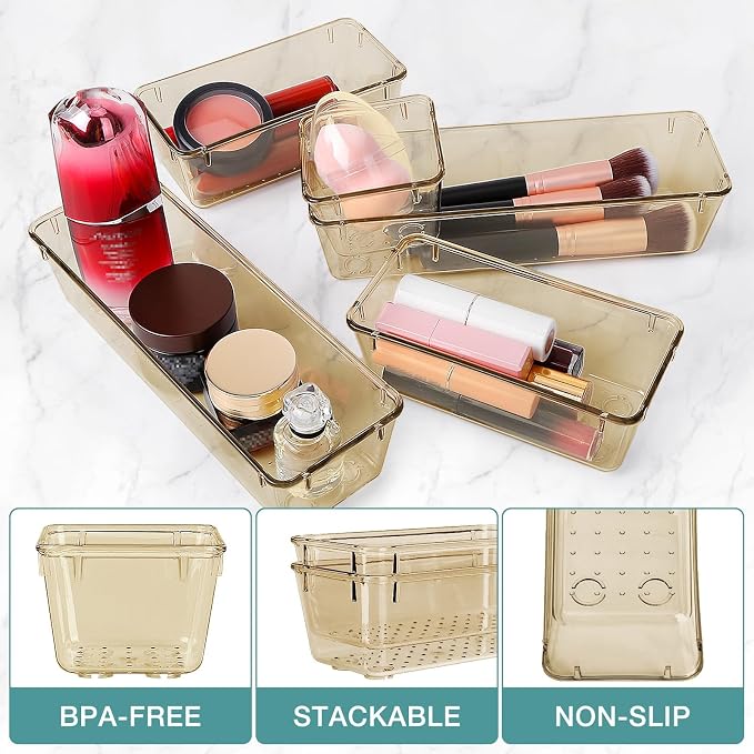 13 PCS Drawer Organizer Set, 5 Size Bathroom and kitchen organizer Trays | - Image 3