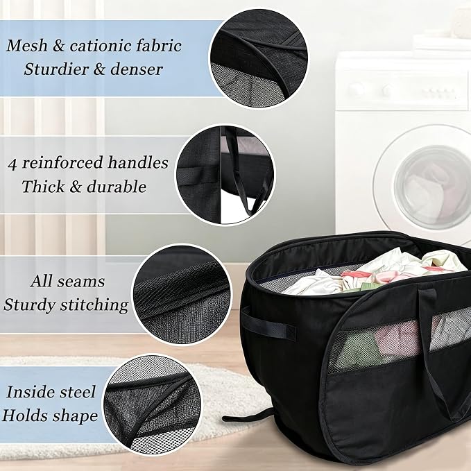 100L Extra Large Collapsible Laundry Baskets 2 Pack. | Foldable Extra Large - Image 3
