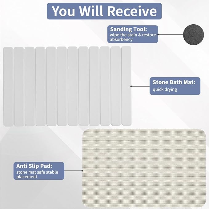 Large Stone Bath Mat 31.5 x 19.7in, Diatomaceous Earth Mat - Image 4