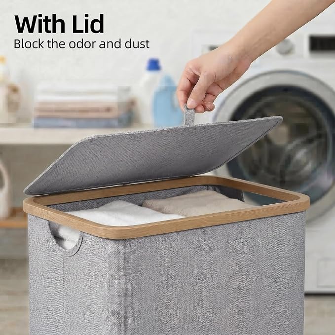 efluky Laundry Basket with Lid and Removable Bag, 100L Tall Laundry Hamper with - Image 4