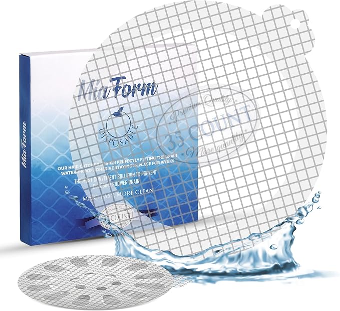 35 Pack Hair Catcher Shower Drain Disposable Mesh Stickers by FacialSpongeHairCatcherPortionControlContainerandMore