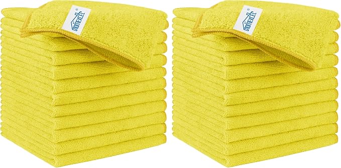 HOMEXCEL Yellow Microfiber Cleaning Cloth, 24 Pack Premium Microfiber Towels by HOMEXCEL