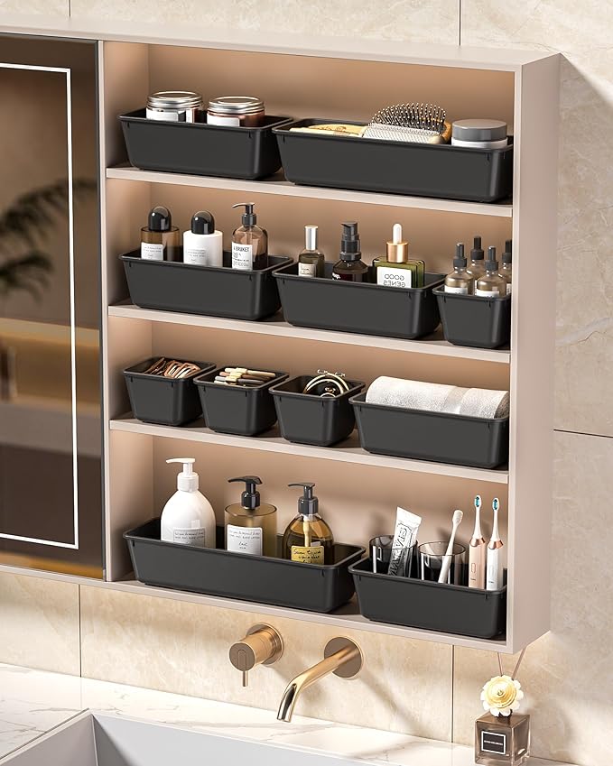 KEMETHY 25 PCS Plastic Drawer Organizers Set, 4 Sizes Vanity Organizer | Makeup - Image 7