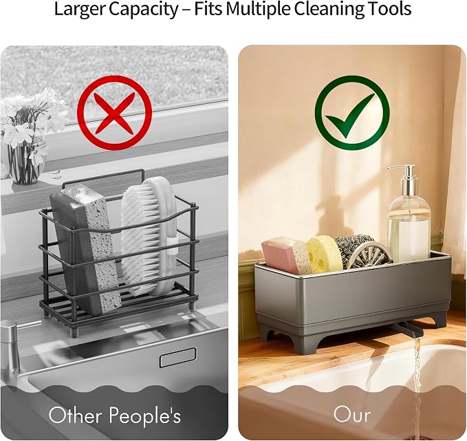MOUKABAL Sponge Holder for Kitchen Sink, Rustproof Stainless Steel Grey - Image 4