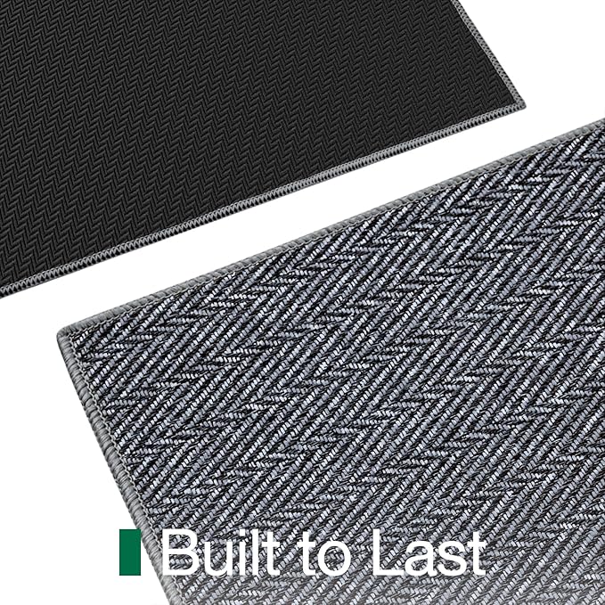 LUMI Ultra Thin Indoor Door Mat for Entrance 36"x56", Non Slip Entryway Mat, Low Profile Doormat, Unique Herringbone Design Carpet for Inside, Patio, Porch, Medium Gray