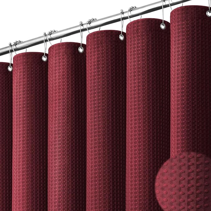 Dynamene Stall Waffle Shower Curtain 256 GSM Heavy Fabric 54x78 Burgundy by Dynamene