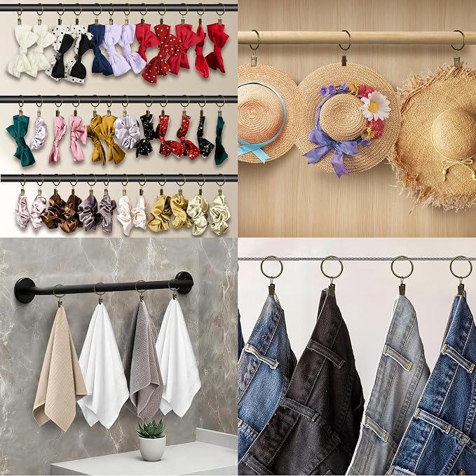 Curtain Rings with Clips, 42 Pack Metal Drapery Rings with Clips Hooks Hangers - Image 9