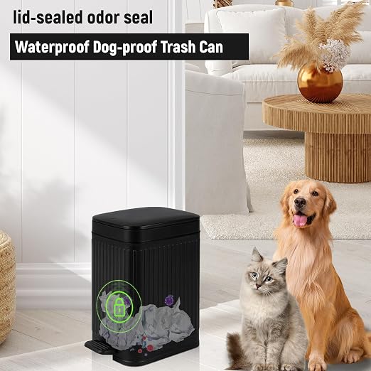 Small Bathroom Trash Can with Lid, 1.9 Gallon Slim Soft Close Step, Kitchen & - Image 6