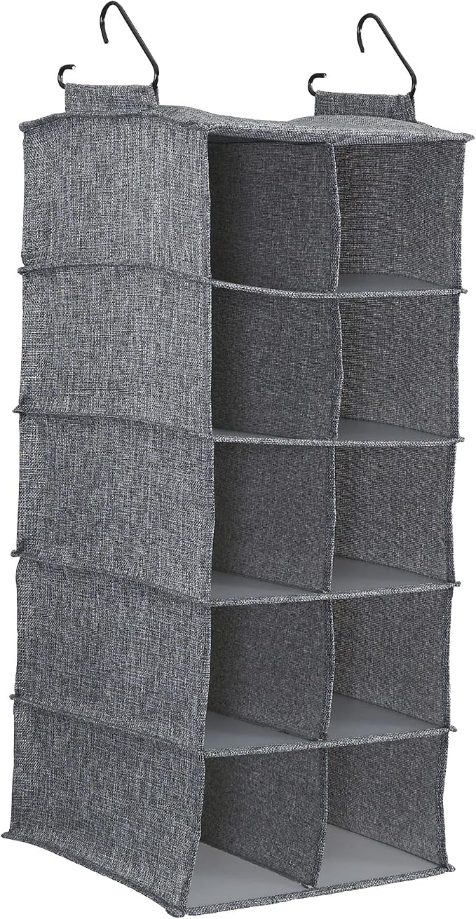 Household Essentials 10 Pocket Double Hang Canvas Shoe Organizer Side‑by‑Side by HouseholdEssentials