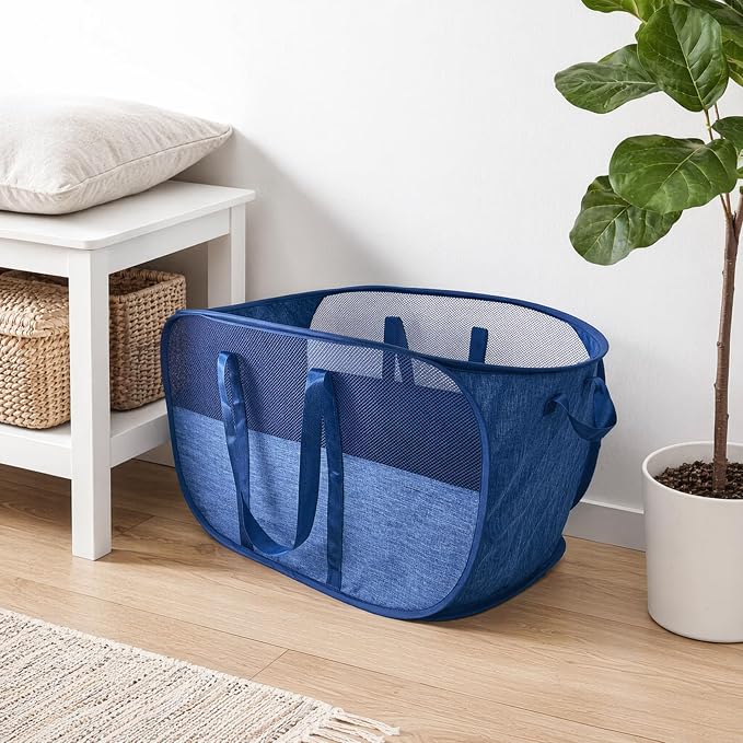 100L Collapsible Laundry Baskets 2 Pack, Extra Large Mesh Pop Up Laundry Hamper - Image 8