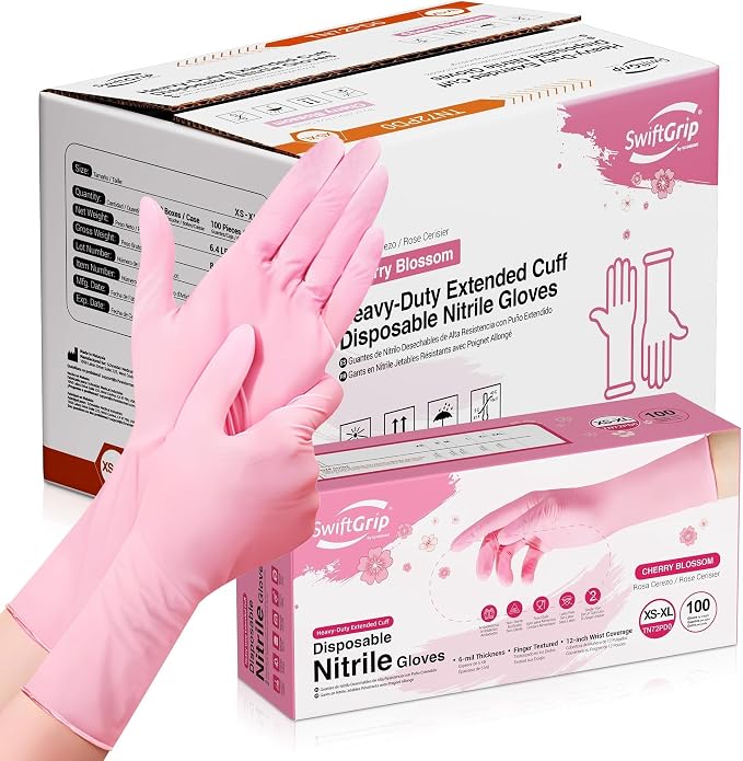 SwiftGrip Disposable Nitrile Dishwashing Gloves, Extended 12 Inches Cuff by SwiftGrip