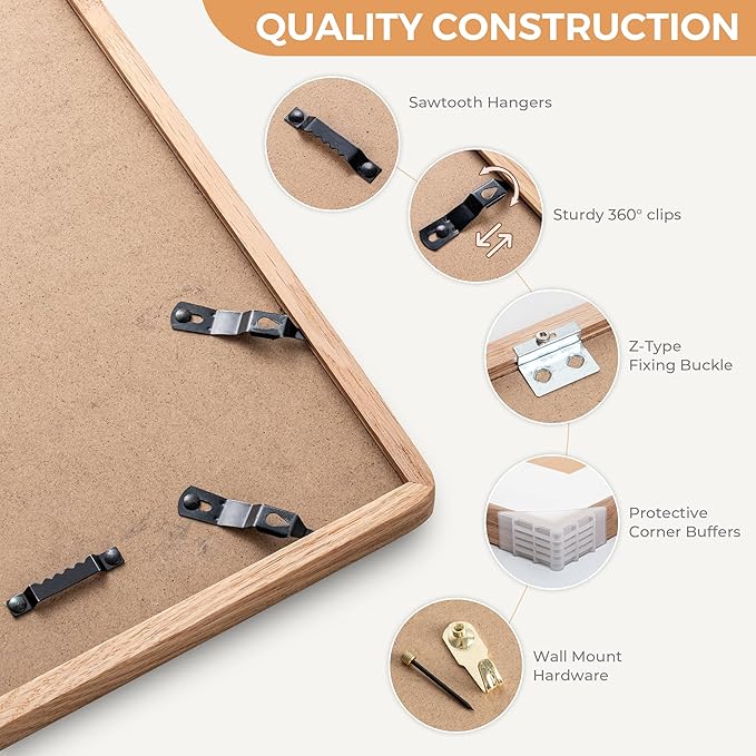 Axeman 20x30 Oak Frame Set of 2 - Rounded Corner 20 x 30 Poster Frame Matted to 16x24 - Natural Oak Wood Picture Frame with Tempered Glass for Wall Mount Display