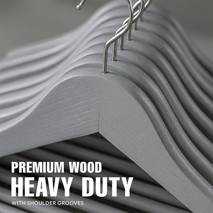 Utopia Home Wooden Hangers 30 Pack – Slim Suit Hangers Grey | 360° rotatable - Image 6