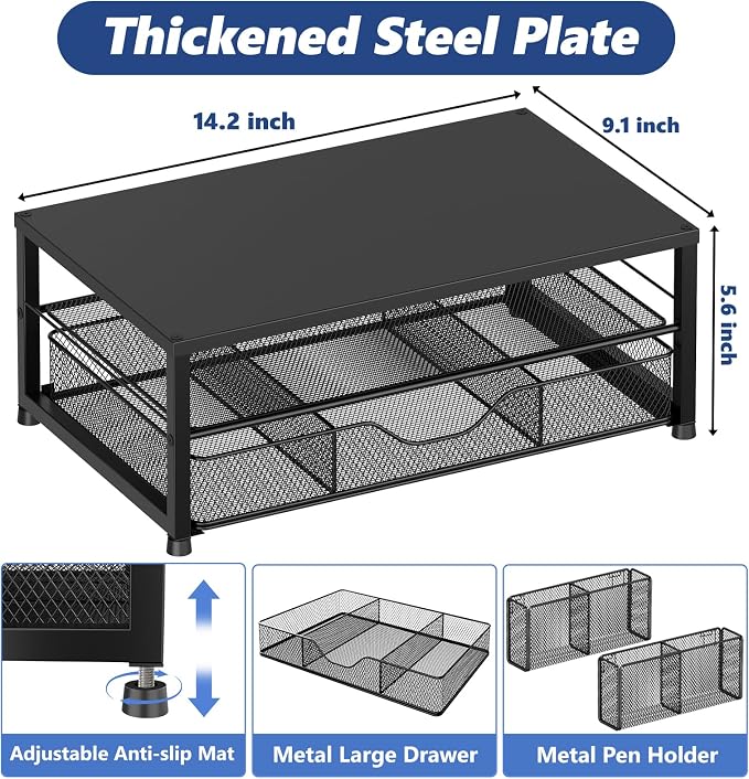 Desk Organizer and Accessories, 2-Tier Computer Monitor Stand Riser - Image 7