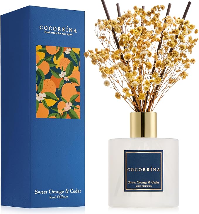 Reed Diffuser - Sweet Orange & Cedar 6.7 Fl.oz Reed Diffuser Set by COCORR%C3%8DNA