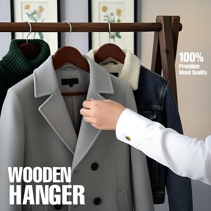 Utopia Home Wooden Hangers 20 Pack – Slim Suit Hangers Brown | 360° rotatable - Image 7