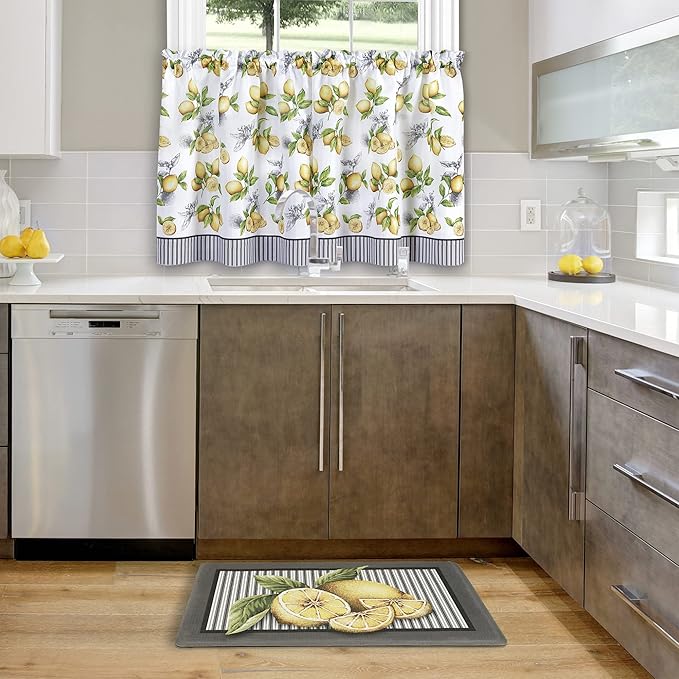 Anti-Fatigue Floor Comfort Mat - 18 x 30 Inch (Lemon Drop) - Waterproof Non-Slip Rug - Easy to Clean Cushioned Mat for Kitchen, Bathroom, Standing Desk & Office - Achim Home Decor