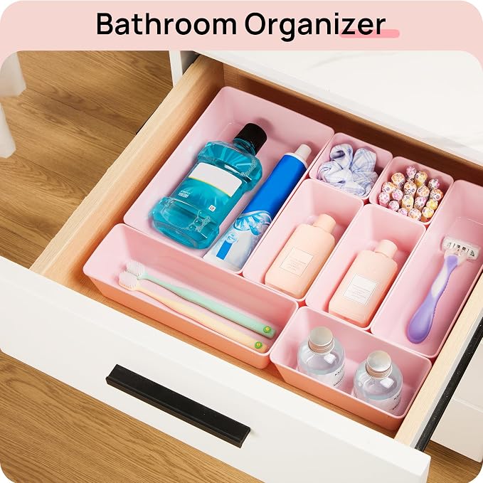 Vtopmart 44 PCS Plastic Drawer Organizers Set, Vanity Organizer Trays, Non-Slip - Image 5