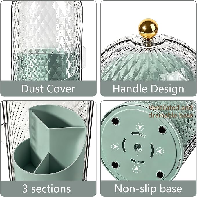Toothbrush Holder with Cover for Bathroom Countertop, Toothpaste, Self Draining - Image 4