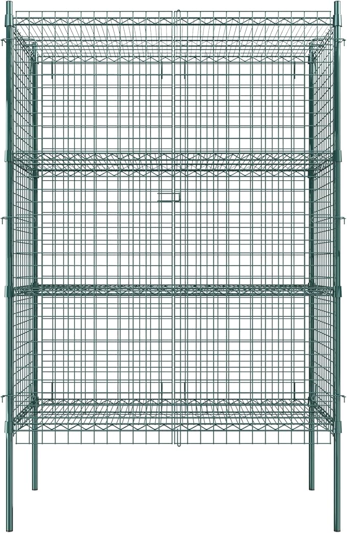Commercial Grade NSF Listed Metal Wire Mesh Storage Green Epoxy Security Cage Kit 24" x 48" x 74", Perfect for Warehouse, Walk-In Refrigerator, Freezer, Grocery Store, Restaurant