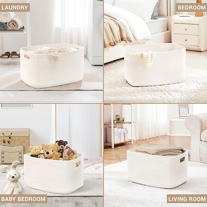 60L Woven Laundry Basket Hamper - Image 5