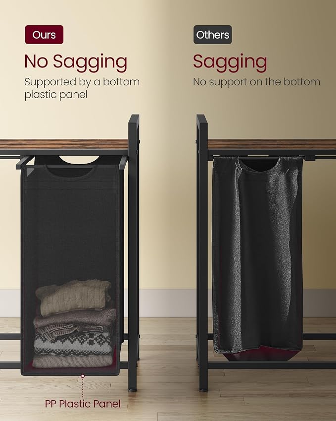 VASAGLE Laundry Hamper with Shelf, 4 Pull-Out Bags, 4 x 10.6 Gallons - Image 5