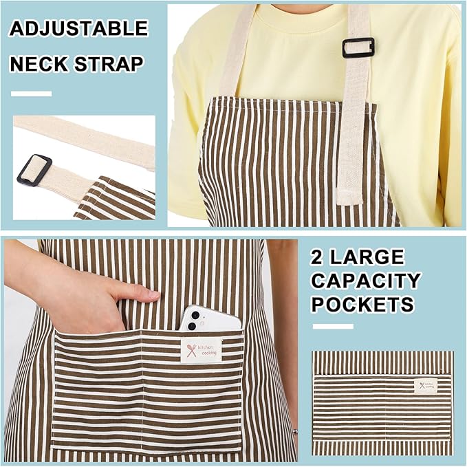 Janmercy 24 Pcs Aprons for Women Men with 2 Pockets Linen Cooking Kitchen Apron Adjustable Bib Chef Apron Bulk Aprons Unisex