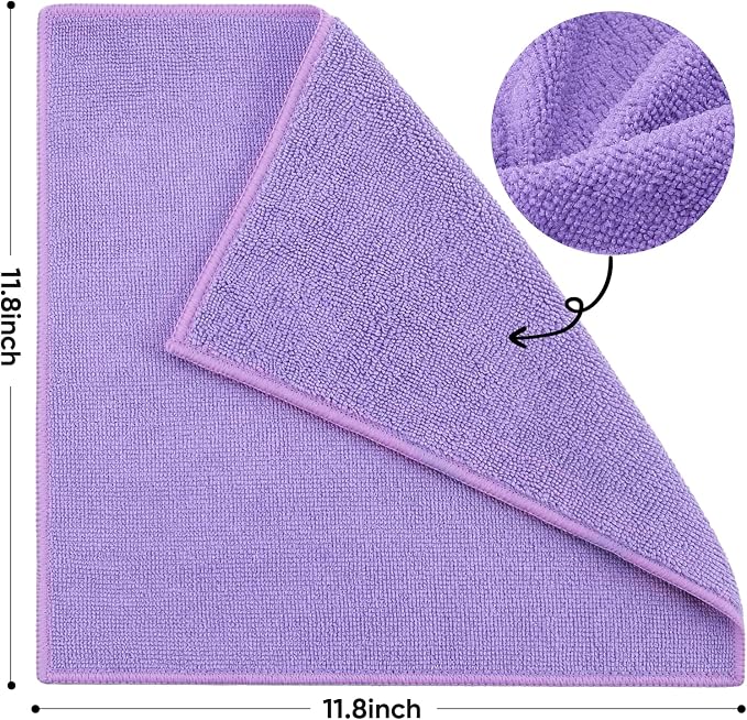 10 PCS Dark purple Microfiber Cleaning Cloths, Car Towels, Kitchen Towels - Image 2