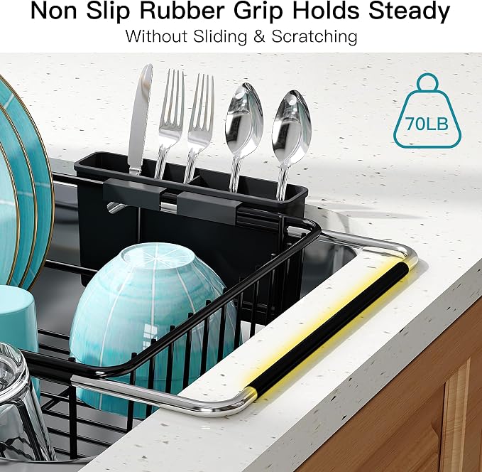 JASIWAY Black Dish Drying Rack in Sink, Dish Drainer - Image 8