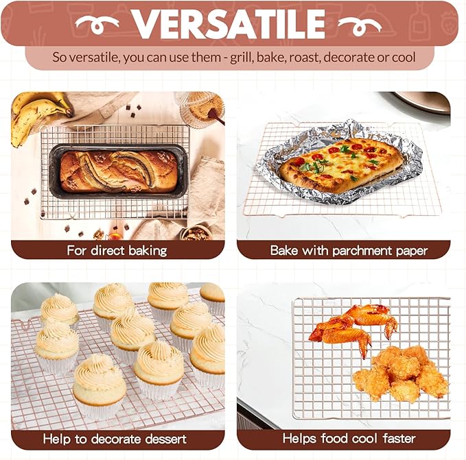 2 PCS Cooling Racks for Cooking and Baking, 14.8x10 Inches Stainless Steel Cooling Rack, Sheet Pan with Wire Rack for Baking Sheet, Bacon Rack Oven Safe Fits Jelly Roll Sheet Pan