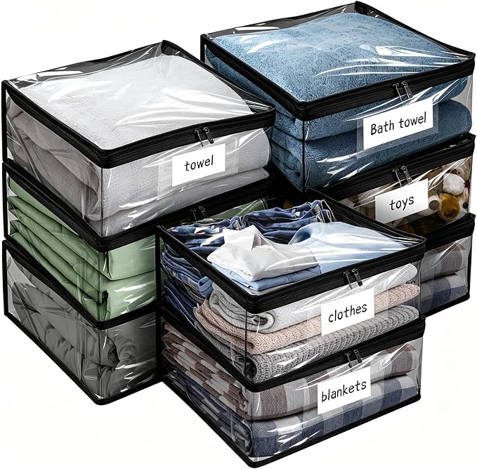 Plastic Storage Bags with Easy-Glide Zipper, Durable Clear Vinyl Zippered by Kikerike