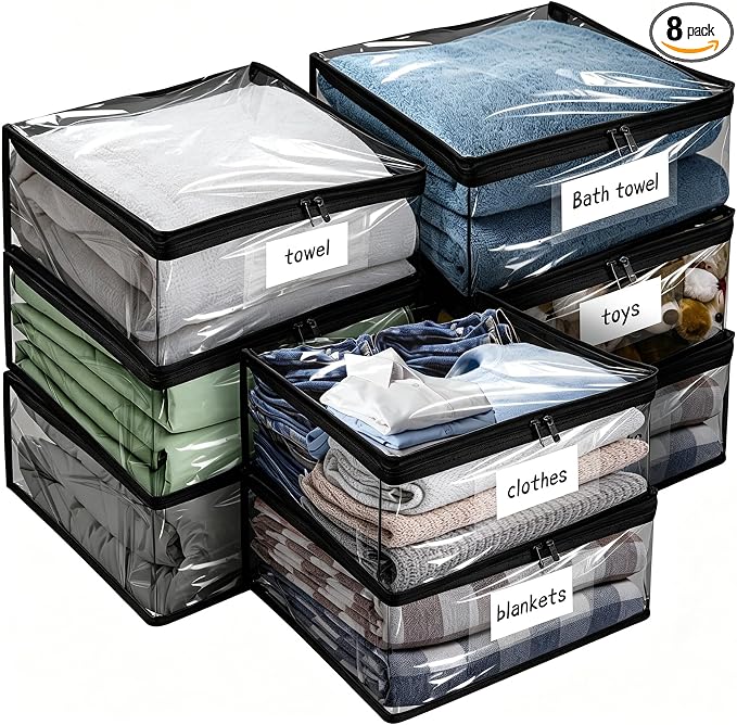 Plastic Storage Bags with Easy-Glide Zipper, Durable Clear Vinyl Zippered by Kikerike