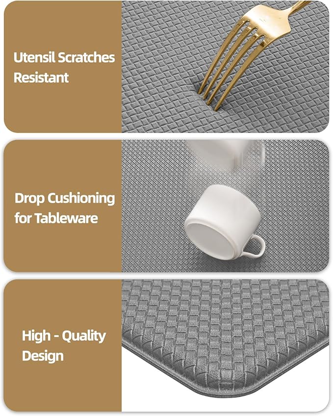 Color&Geometry Anti Fatigue Cushion Kitchen Mat for Floor -24"x87",Wide,Easy Clean, Water & Oil Proof, Anti Slip, Foam Rubber Runner Rug for Front Sink Comfort Standing,Grey