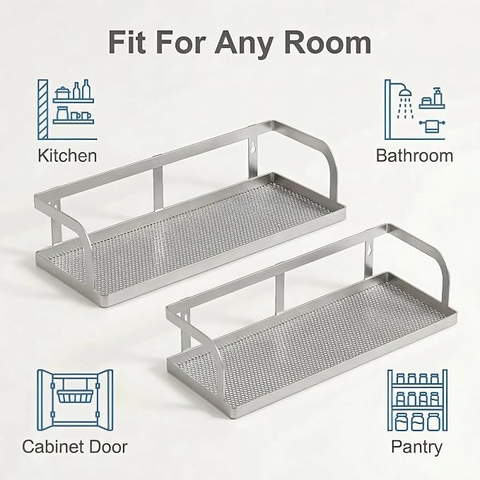 PUSDON 2-Pack 16.5" Extra Long Slim Hollowout Shower Caddy, Wall Mount Spice - Image 6
