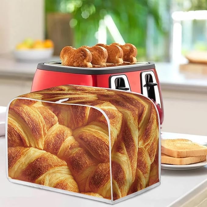 Bread Print 2 Slice Toaster Dust Covers Kitchen Small Appliance Cover Stain Resistant Dust Protection Bread Machine Cover with Top Handle