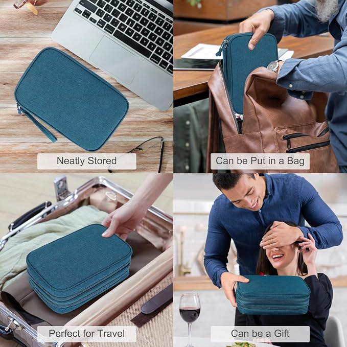 FYY Electronic Organizer, Travel Tech Pouch Bag, Dark Green | Wrist Strap - Image 7
