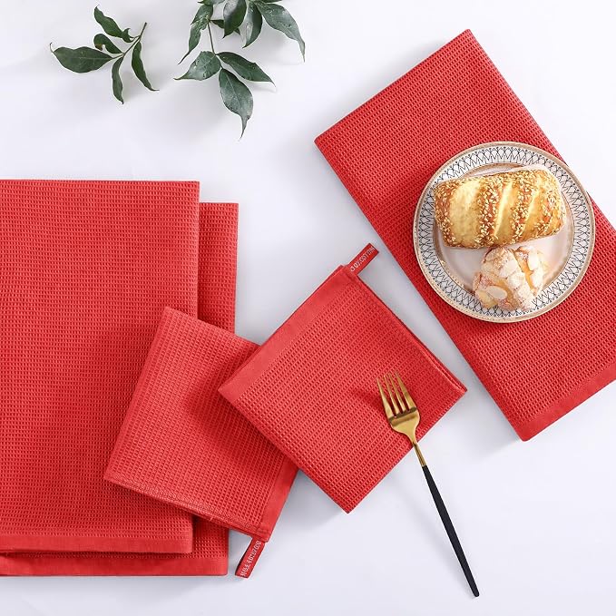 Homaxy 100% Cotton Waffle Weave Kitchen Towels, 4 Pack - Image 7