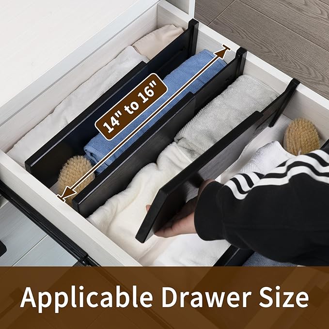 Utoplike Dresser Drawer Dividers, Spring Loaded, Works in Kitchen, Fit 14"-16" - Image 2