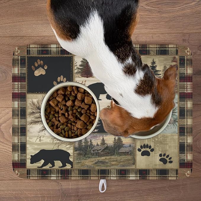 Giwawa Black Bear Dish Drying Mat Forest Cabin Decorative Dishes Pad 18x24 Inch - Image 9