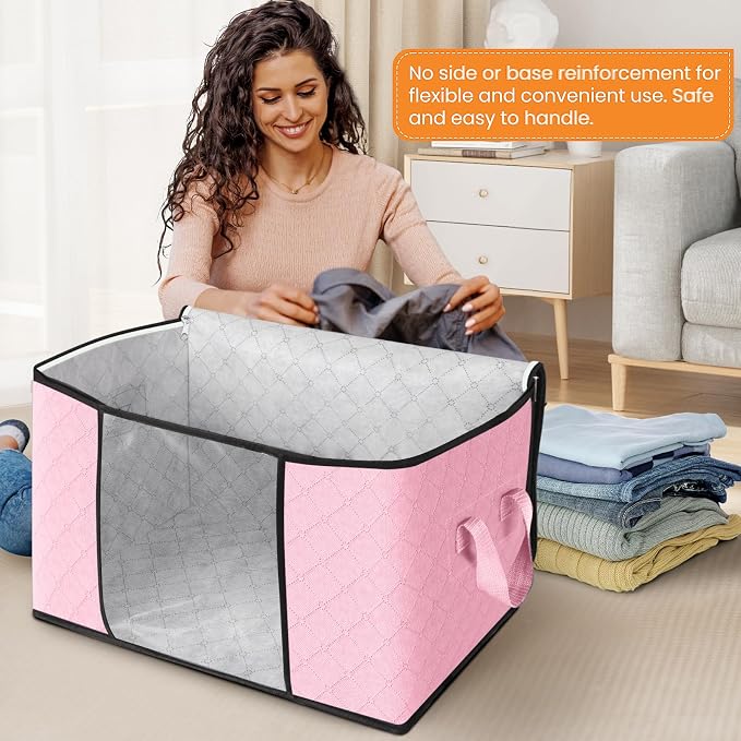 90L Clothes Storage, Foldable Thick Fabric Blanket Storage Bags | Foldable - Image 3